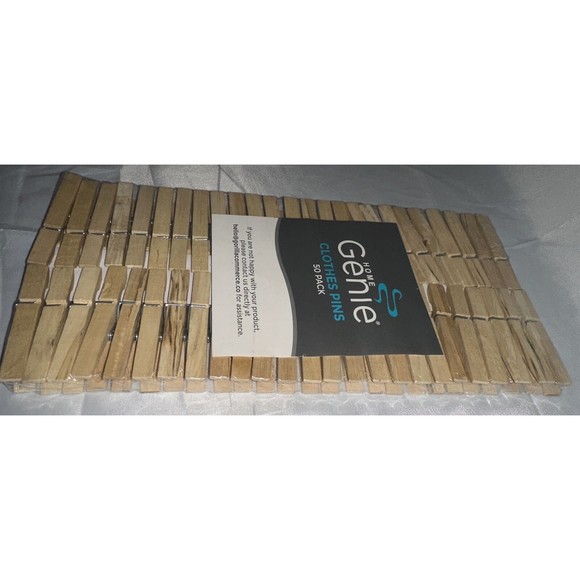 Home Genie Wooden Clothes Pins Birch Wood 50 Pack 2.83 Inch Rust Resistant - Picture 2 of 6